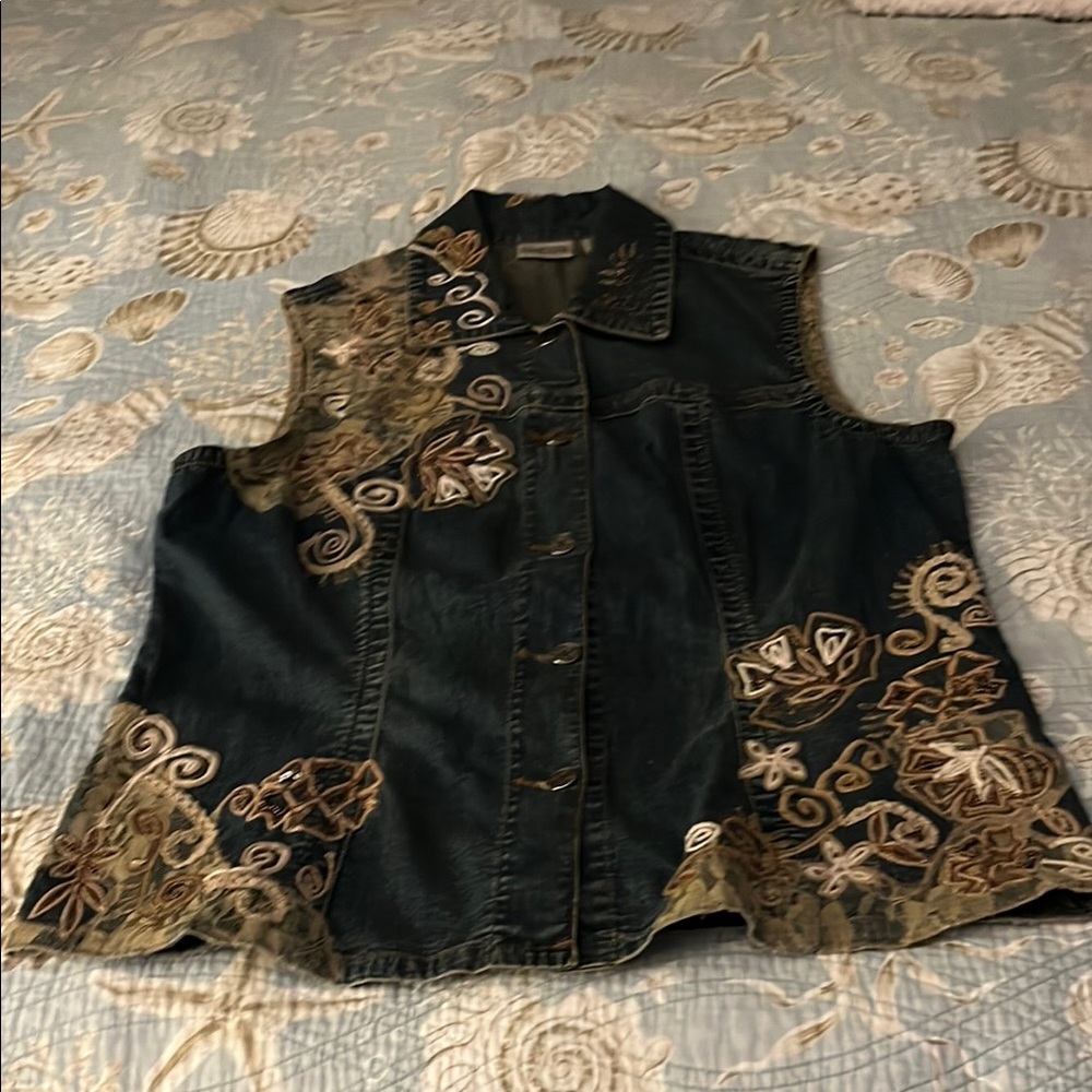 Chico's Embroidered Denim Vest